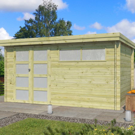 Chalet Oregon 13,51m² en bois traité+porte et fenêtre - Gardenas