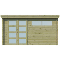 Chalet Oregon 13,51m² en bois traité+porte et fenêtre - Gardenas