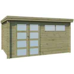 Chalet Oregon 13,51m² en bois traité+porte et fenêtre - Gardenas