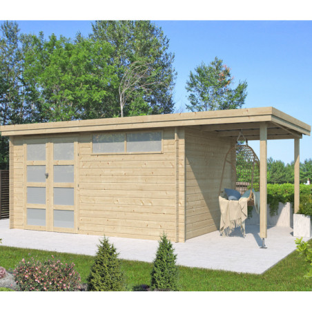 Chalet Oregon 13,51m² en bois massif+extension 150cm Gardenas