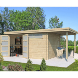 Chalet Oregon 13,51m² en bois massif+extension 150cm Gardenas