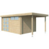 Chalet Oregon 13,51m² en bois massif+extension 150cm Gardenas
