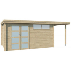 Chalet Oregon 13,51m² en bois massif+extension 150cm Gardenas