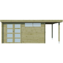 Chalet Oregon 13,51m² en bois traité+extension 150cm Gardenas