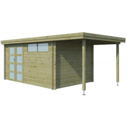 Chalet Oregon 13,51m² en bois traité+extension 150cm Gardenas