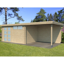 Chalet Oregon 13,51m² en bois massif 28mm+extension 300cm Gardenas
