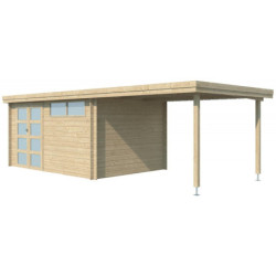 Chalet Oregon 13,51m² en bois massif 28mm+extension 300cm Gardenas