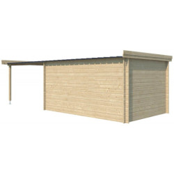 Chalet Oregon 13,51m² en bois massif 28mm+extension 300cm Gardenas