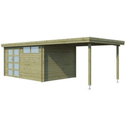 Chalet Oregon 13,51m² en bois traité+extension 300cm Gardenas