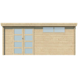 Chalet Oregon 16,4m² en bois massif + porte et fenêtre - Gardenas