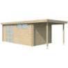 Chalet Oregon 16,4m² en bois massif 28mm+extension 150cm Gardenas