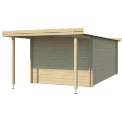 Chalet Oregon 16,4m² en bois massif 28mm+extension 150cm Gardenas