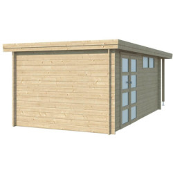 Chalet Oregon 16,4m² en bois massif 28mm+extension 150cm Gardenas