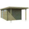 Chalet Oregon 16,4m² en bois traité 28mm+extension 150cm Gardenas