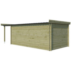 Chalet Oregon 16,4m² en bois traité 28mm+extension 150cm Gardenas