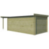 Chalet Oregon 16,4m² en bois traité 28mm+extension 150cm Gardenas