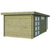 Chalet Oregon 16,4m² en bois traité 28mm+extension 150cm Gardenas