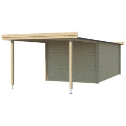 Chalet Oregon 16,4m² en bois massif 28mm+extension 300cm Gardenas