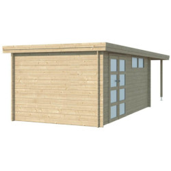Chalet Oregon 16,4m² en bois massif 28mm+extension 300cm Gardenas