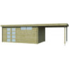 Chalet Oregon 16,4m² en bois traité 28mm+extension 300cm Gardenas