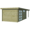 Chalet Oregon 16,4m² en bois traité 28mm+extension 300cm Gardenas