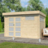 Abri Moderne 11,84m² en bois massif 44mm+porte+2 fenêtres Gardenas
