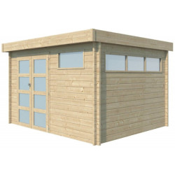 Abri Moderne 11,84m² en bois massif 44mm+porte+2 fenêtres Gardenas