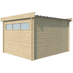Abri Moderne 11,84m² en bois massif 44mm+porte+2 fenêtres Gardenas