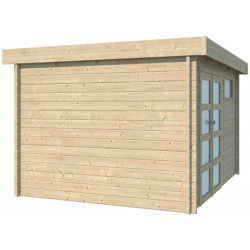 Abri Moderne 11,84m² en bois massif 44mm+porte+2 fenêtres Gardenas