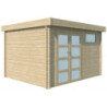 Abri Moderne 11,84m² en bois massif 44mm+porte+2 fenêtres Gardenas