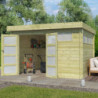 Abri Moderne 11,84m² en bois traité 44mm+porte+2 fenêtres Gardenas
