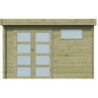 Abri Moderne 11,84m² en bois traité 44mm+porte+2 fenêtres Gardenas