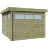 Abri Moderne 11,84m² en bois traité 44mm+porte+2 fenêtres Gardenas