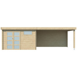 Chalet Moderne 11,8m² en bois massif 44mm+extension 400cm Gardenas