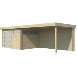 Chalet Moderne 11,8m² en bois massif 44mm+extension 400cm Gardenas