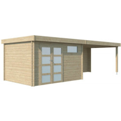 Chalet Moderne 11,8m² en bois massif 44mm+extension 400cm Gardenas