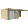 Chalet Moderne 11,8m² en bois massif 44mm+extension 400cm Gardenas