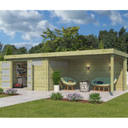 Chalet Moderne 11,8m² en bois traité 44mm+extension400cm Gardenas