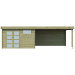 Chalet Moderne 11,8m² en bois traité 44mm+extension400cm Gardenas