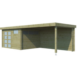 Chalet Moderne 11,8m² en bois traité 44mm+extension400cm Gardenas