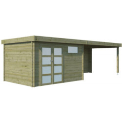 Chalet Moderne 11,8m² en bois traité 44mm+extension400cm Gardenas