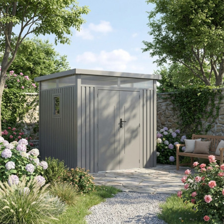 Abri 5,29m² en acier galvanisé 0,4mm Kosto avec fixations dalle - X-Métal