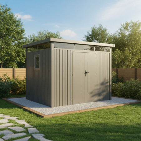 Abri 6,76m² en acier galvanisé 0,4mm Kosto avec fixations dalle - X-Métal