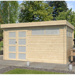 Abri Moderne 13,8m² en bois massif 44mm+porte+2 fenêtres Gardenas
