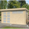 Abri Moderne 13,8m² en bois massif 44mm+porte+2 fenêtres Gardenas