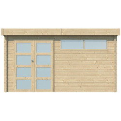 Abri Moderne 13,8m² en bois massif 44mm+porte+2 fenêtres Gardenas