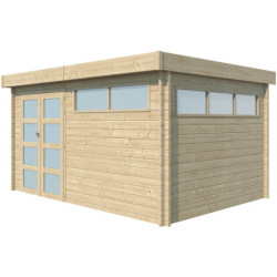 Abri Moderne 13,8m² en bois massif 44mm+porte+2 fenêtres Gardenas
