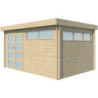 Abri Moderne 13,8m² en bois massif 44mm+porte+2 fenêtres Gardenas