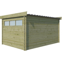 Abri Moderne 13,8m² en bois traité 44mm+porte+2 fenêtres Gardenas