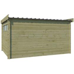Abri Moderne 13,8m² en bois traité 44mm+porte+2 fenêtres Gardenas